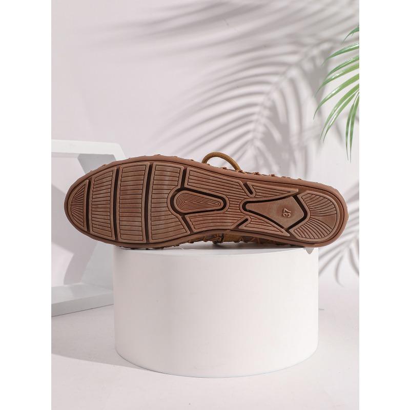 New plus-size retro flat sandals, summer breathable mesh hollow cross strap sandals for women