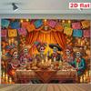 2D Flat Banner [Party Banner, Flag] 1 Piece, Made of Polyester, with Painted Sugar Skull Decorative Fabric