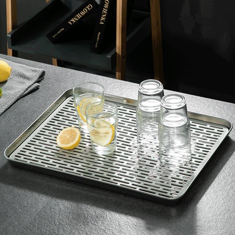 Stal nierdzewna 304 Chińska taca do herbaty Prostokątna Pusta Płyta ociekowa Grill Filtr Oleju Talerz na kubki Naczynie do przechowywania żywności Narzędzia do ceremonii
