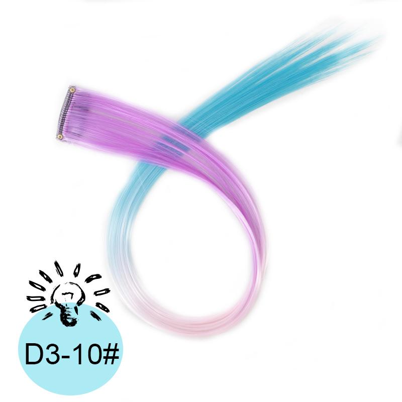 One Card Gradient Hanging Ear Dye Three Color Hair Extension Wig BB Clip Colored Wig Women's Synthetic Wig Halloween Music Festival Party Use