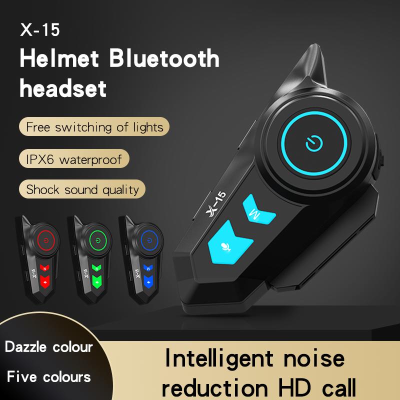 X-15 Motorcycle Helmet Bluetooth Headset IP65 Waterproof 5 Kinds Of Breathing Ambient Lights 40mm Dynamic Horn Speaker Unit X15