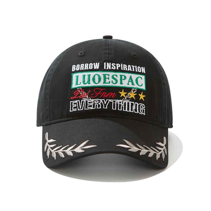 Heavy industry embroidery retro cap female big head circumference enlarged deep top pure cotton street hip hop baseball hat male