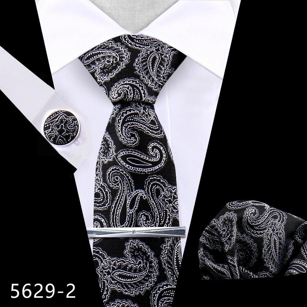 Men's Premium Polyester Tie, Pocket Square & Cufflink Set for Formal Events
