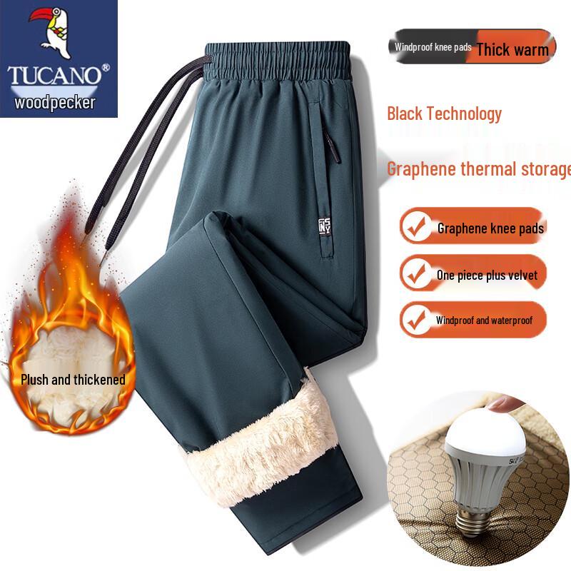 Tucano Unisex Winter Lamb Fleece-Lined Straight-Leg Casual Pants