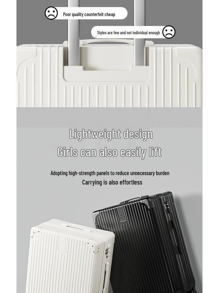 Women's Durable Trolley Suitcase with Combination Lock and Silent Universal Wheels