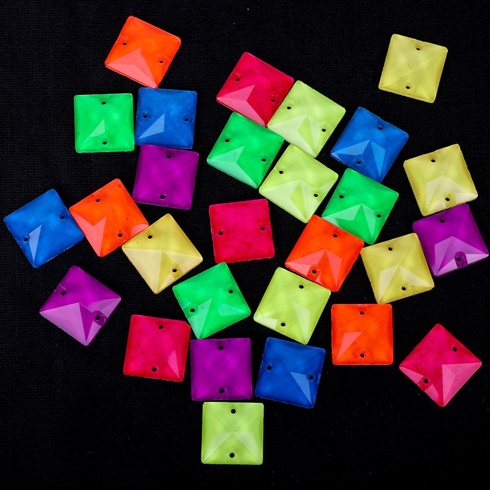 Crystal Glass Hand Sewn Drill, Square Fluorescent Flat Bottom Mocha Neon Dopamine Rhinestone Diy Clothing Accessories