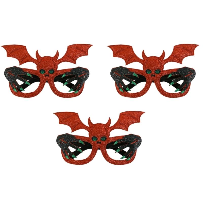 Pack of 3 Halloween Party Eyewear Pumpkin Bat Skull Decorations Comfortable Fit Glasses Accessories For Kids Adults