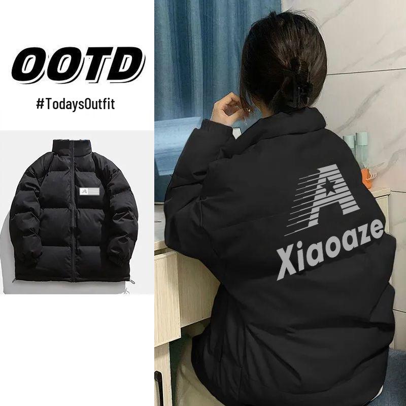 Unisex Autumn/Winter Thickened Cotton Padded Jacket with Letter Print