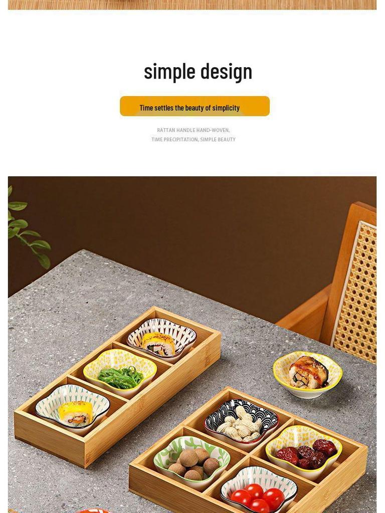 Bamboo Nine-Compartment Snack Tray for Dried Fruits and Hot Pot Side Dishes