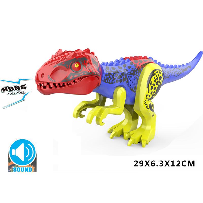 With Sound Assembled Building Blocks Dinosaur World T-Rex Velociraptor Triceratops Jurassic Animal Model Bricks Figure Toys Gift