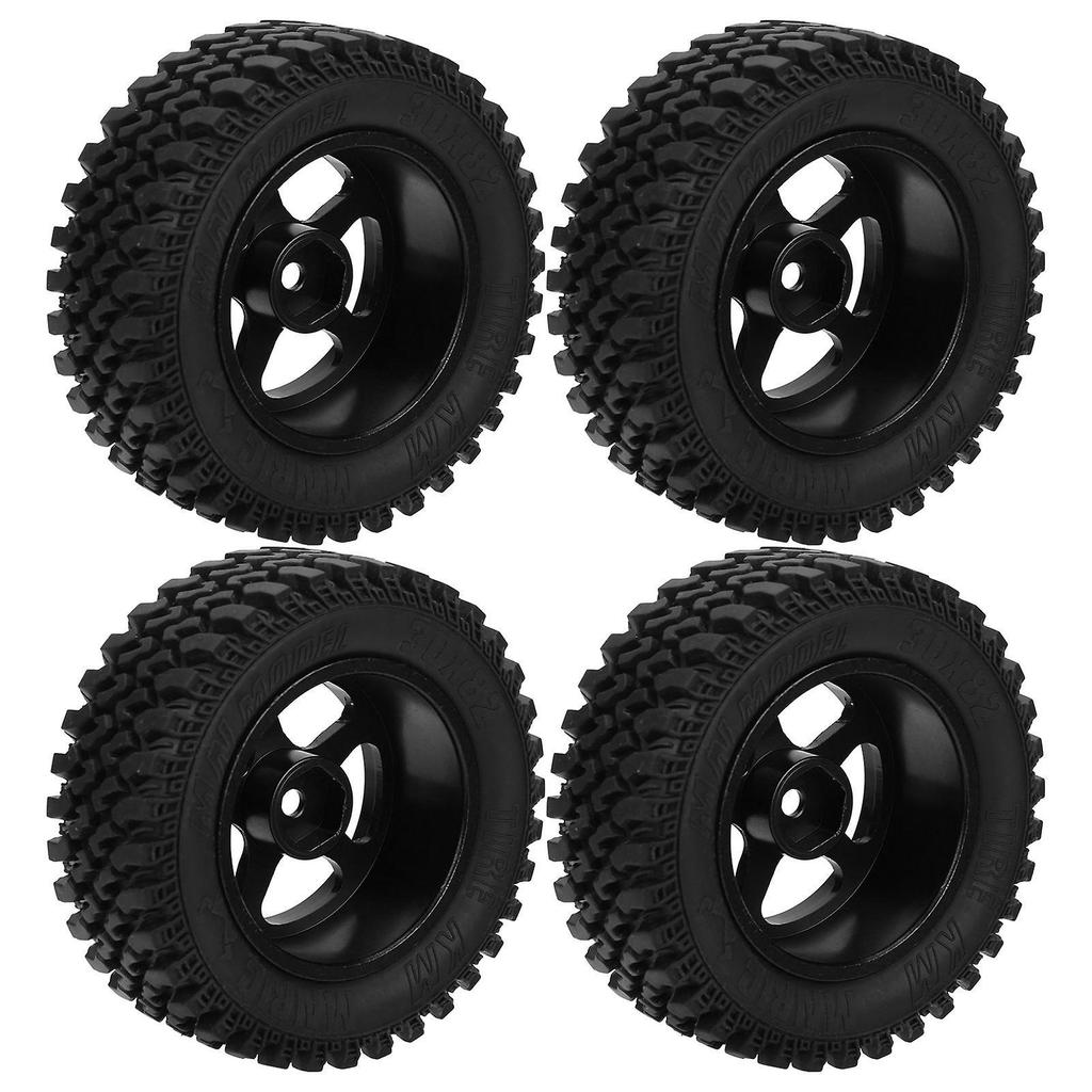 4Pcs Remote Control Metal Wheel Hub Rubber Tires Replacement for MN86 1/12 RC CarBlack