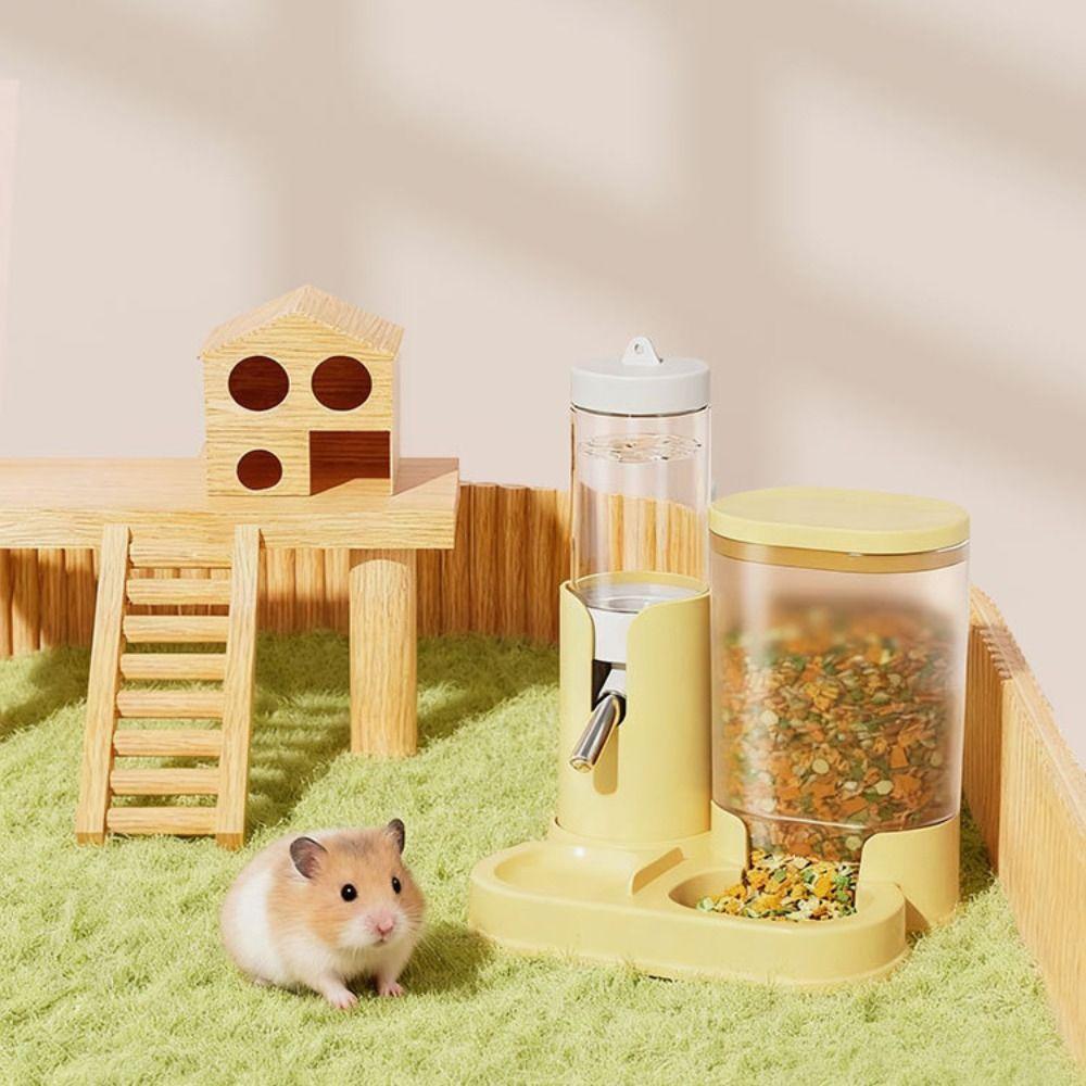 Leak-Proof Hamster Water Dispenser 2 IN 1 Automatic Feeder Prmeium Food Feeding Bowl  Business Trip