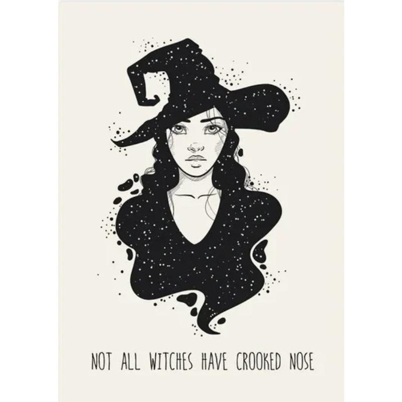 Nordic Simple Wall Art Halloween Skull Witch, HD Canvas Print Poster, Home Living Room Bedroom Decorative Painting