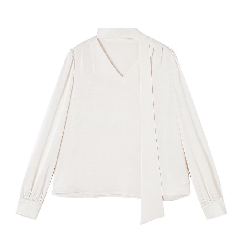 

Women s French V-Neck Tie-Neck Blouse S