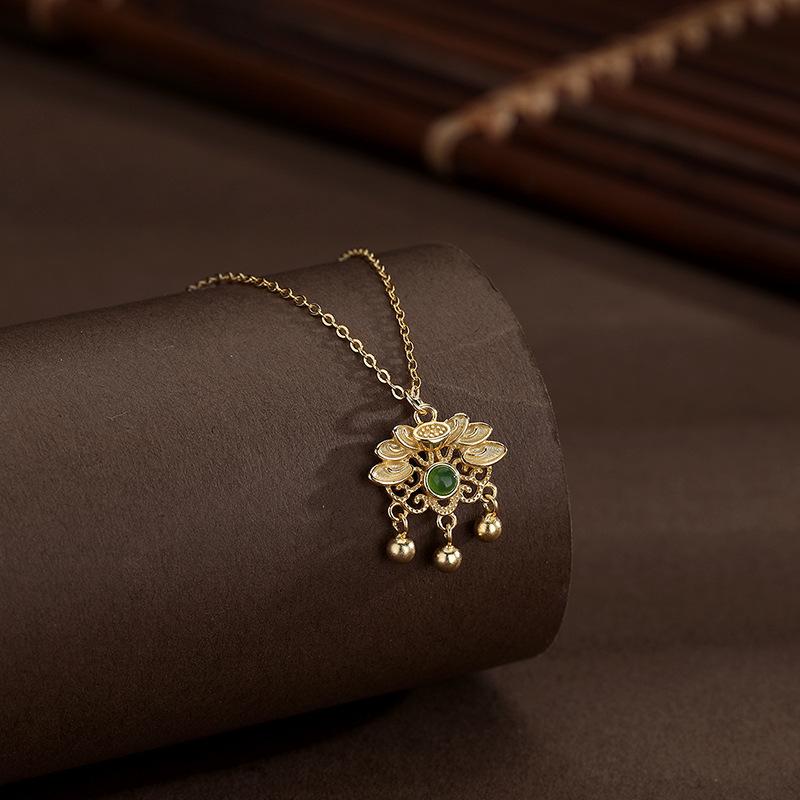 

Ожерелье с замком безопасности Jasper Lotus Girl China-Chic Girlfriend Gift Oшейник-цепочка