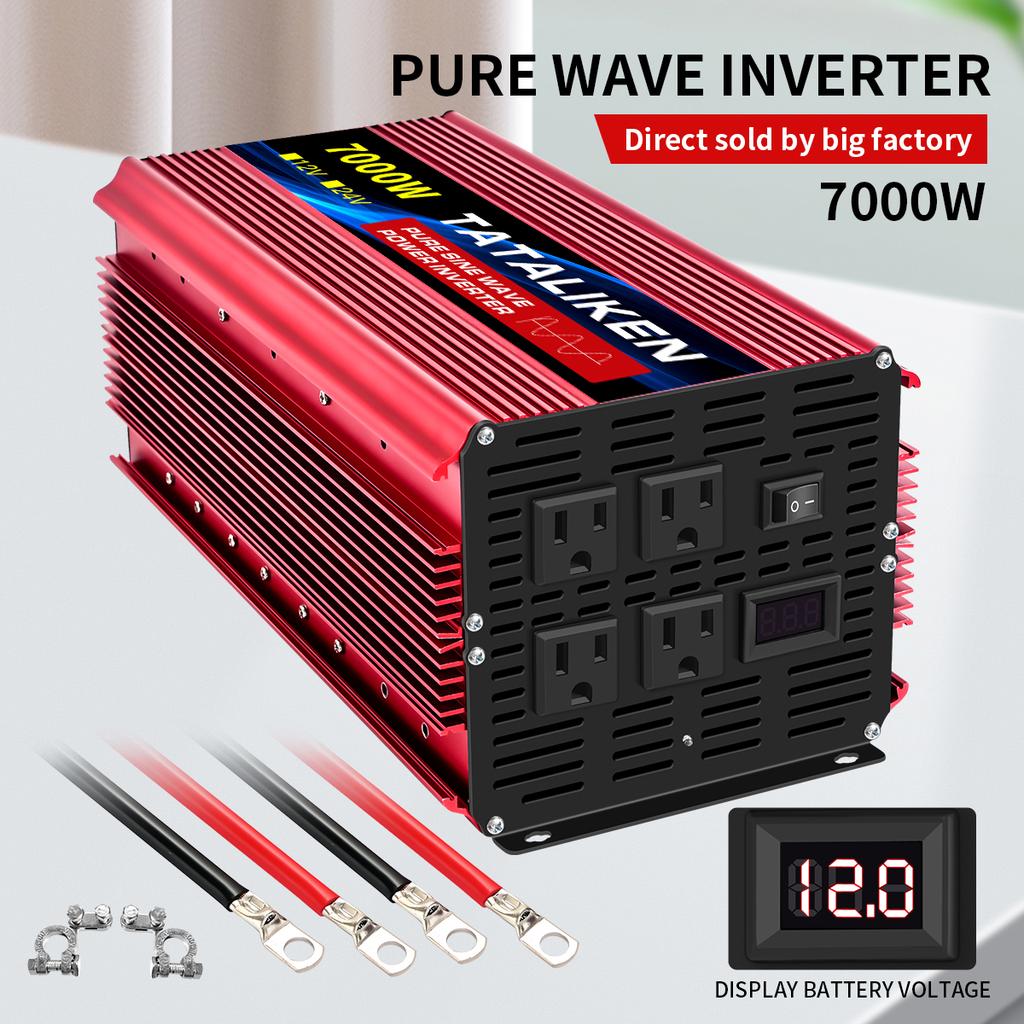 US Socket 12V To AC 110V 60HZ Pure Sine Wave Inverter Car Power 1600W/2200W/3000W Voltage Portable Converter with LED