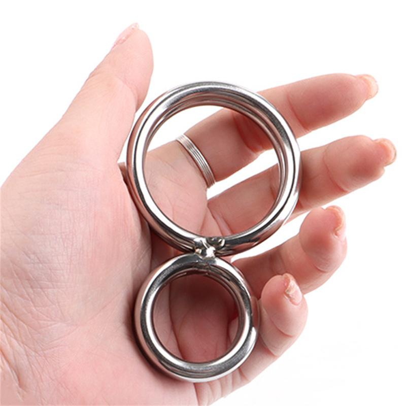 Stainless Steel Penis Cock Rings Testis Restraints Ball Scrotum Stretcher Male Delay Ejaculation Adult Sex Toys for Men Erection