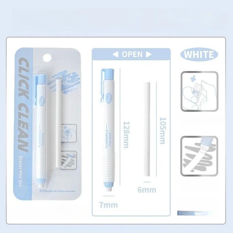 Pencil Shape Eraser Pen Set Simplicity Clean Erasing for Pencil Blue White Color Korean School Pencil Eraser