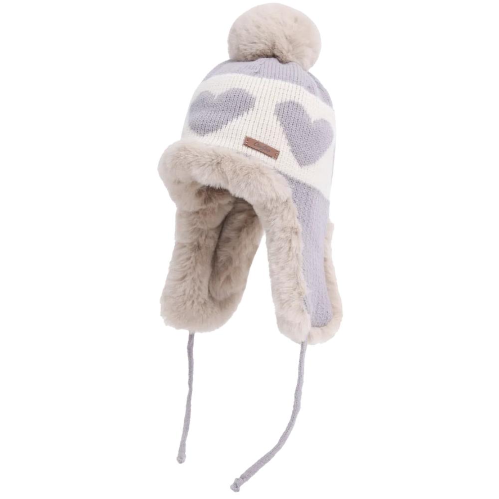 

Новая женская милая плюшевая зимняя шапка с принтом Любовь и помпонами, шапка-бини, прекрасная шапка для защиты ушей для девочек 56cm-60cm светло-фиолетовый