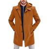 European Men's 2024 Wool Coat - Faux Two-Piece Jacket & Hooded Sweatshirt Combo