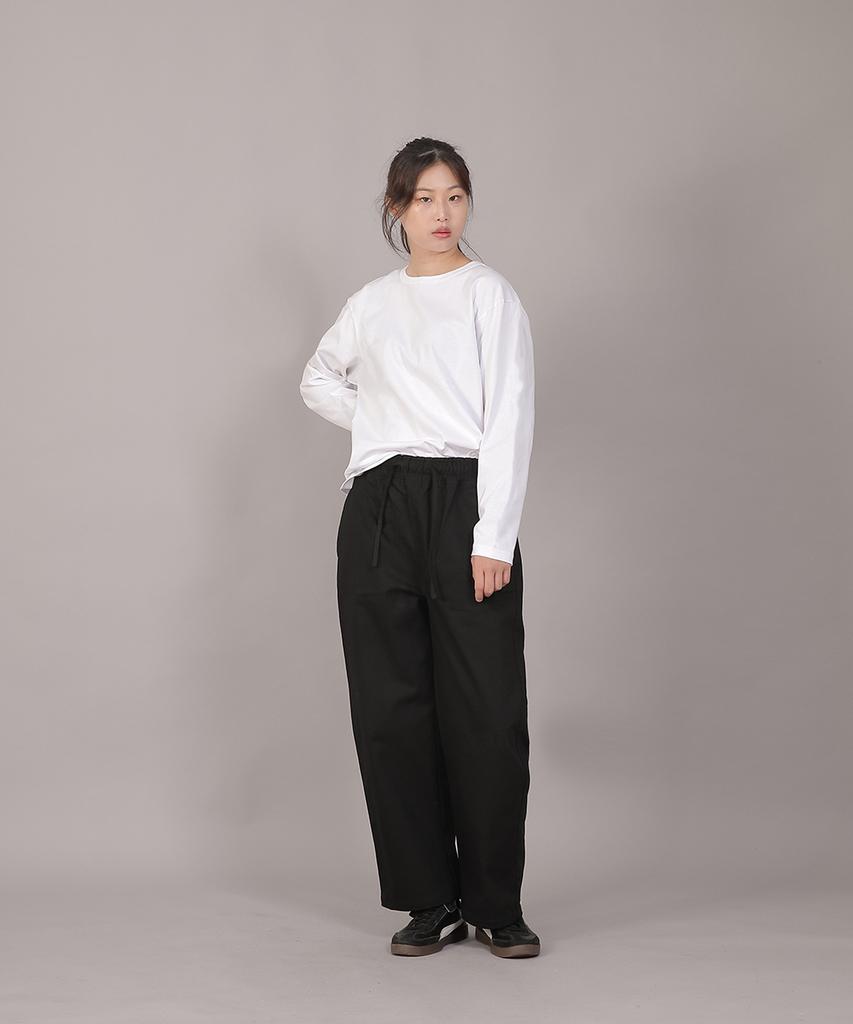 SAINTCREW Pocketless Work Elastic Waist Wide Pants Eww-385 Black