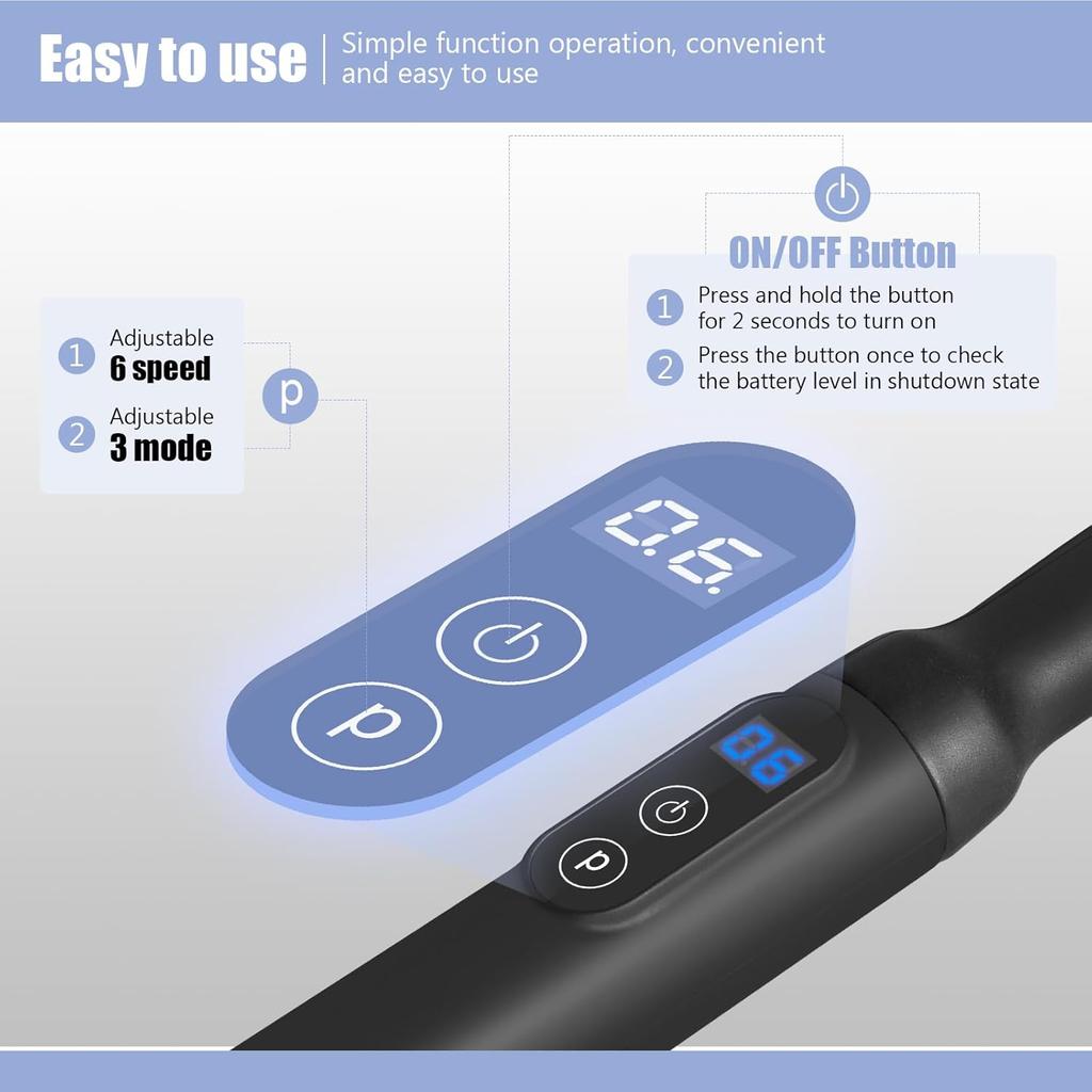 Massage Gun Deep Tissue with Upgraded Extension Handle, Portable Percussion Muscles/Neck/Shoulders/Waist/Legs Massager for Pain Relief Deep Tissue