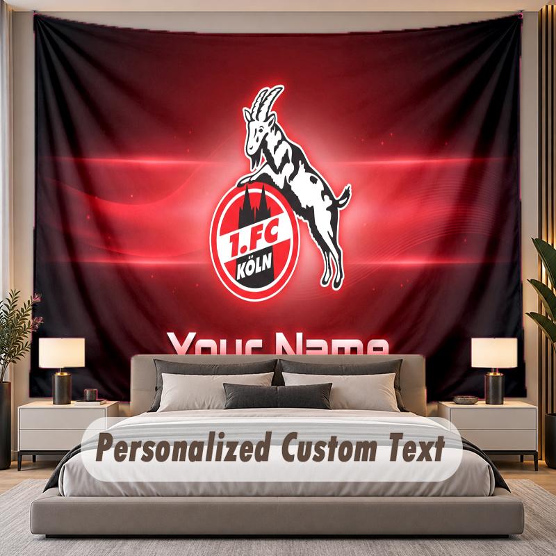 Custom Name Text Tapestry FC Köln Personalized Polyester Wall Tapestry For Bedroom And Room