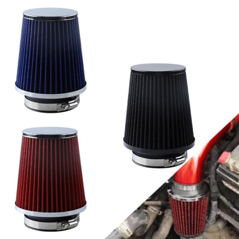 Universal 76mm 3-inch One-Piece Sports Racing Car Cold Air Intake System, Washable and Reusable Engine High Flow Air Filter