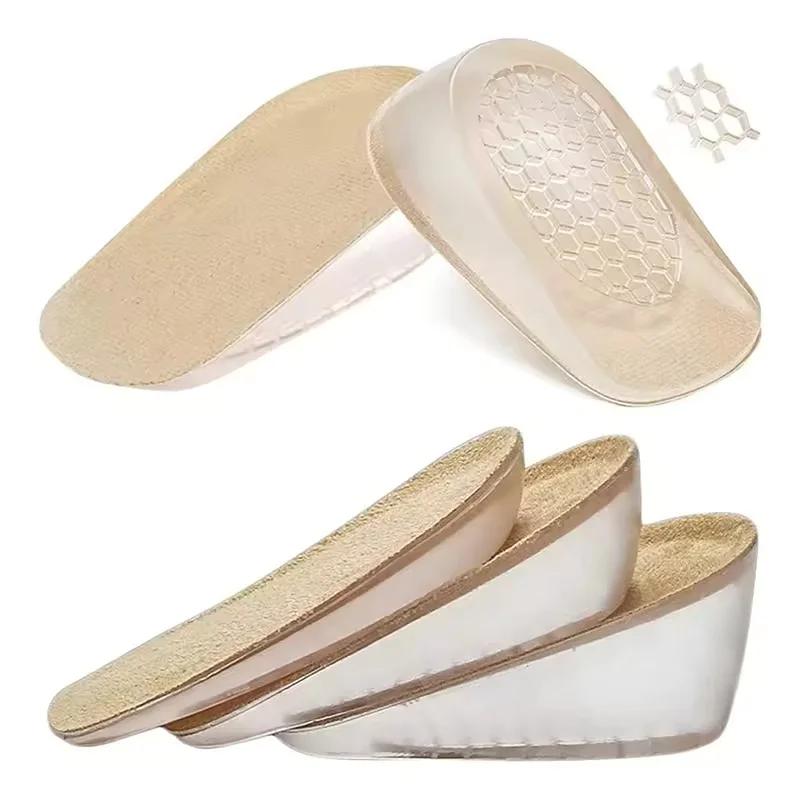 Silicone Height Increasing Insoles Invisible Heel Pads Shock Absorbing Insoles for Men and Women Foot Care Pads