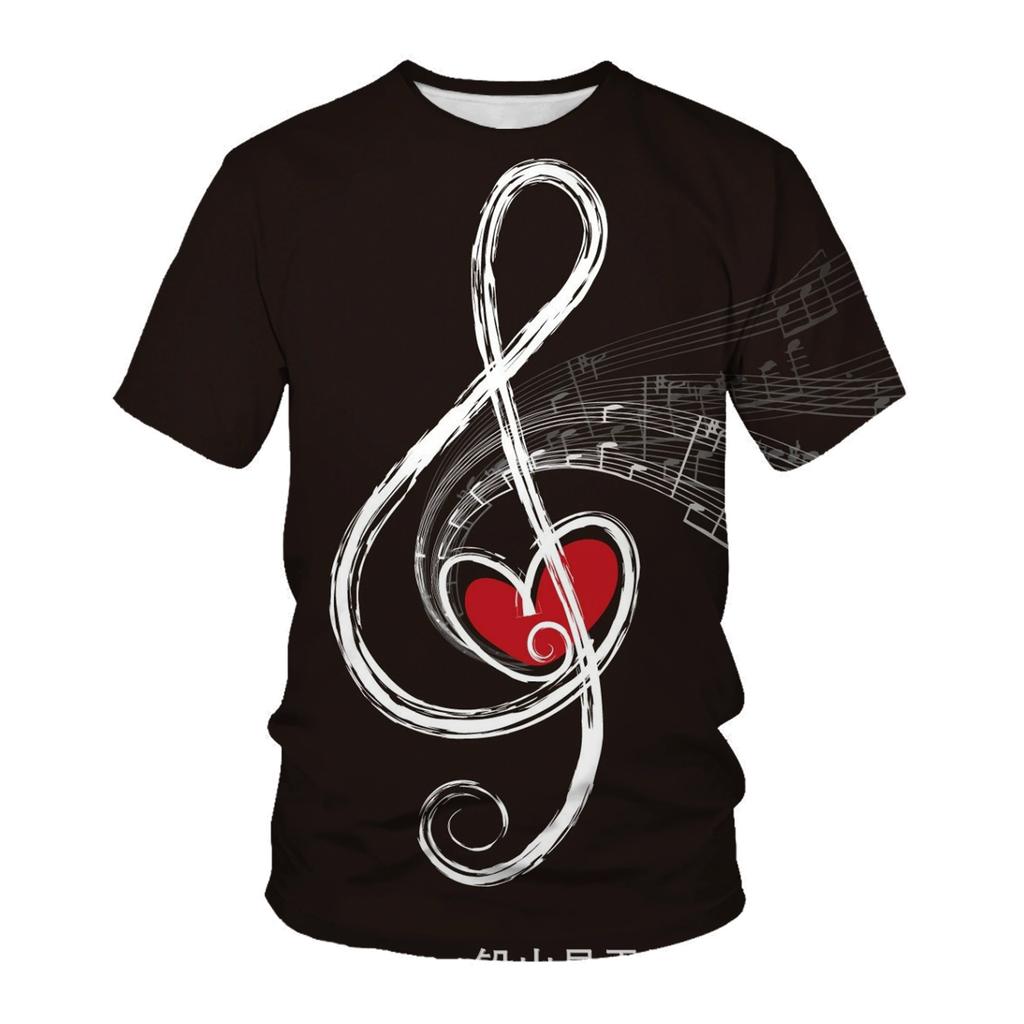 Summer Creative T-shirt Men's Music Printed 3D T-shirt Casual Fashion Comfortable Large Round Neck Short Sleeve T-shirt
