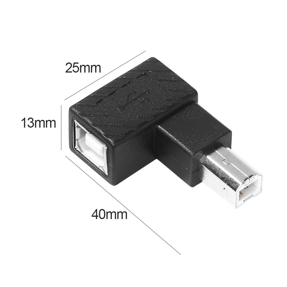 USB 2.0 Type B Male To Female Extension Adapter Right Angled 90 Degree Converter