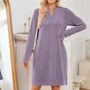 Fall Winter Women's V Neck Long Sleeve Loose Dress Casual Daily Dress For European American Crossborder Outfit