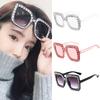 Trendy Square Frame Sunglasses With Oversized Rhinestones For Unique Fashion Style And Uv380 Protection