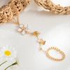Salircon Romantic Sweet Butterfly Tassel Flower Finger Bracelet Women Elegant Charm Drip Oil Floral Ring Bangle Banquet Jewelry