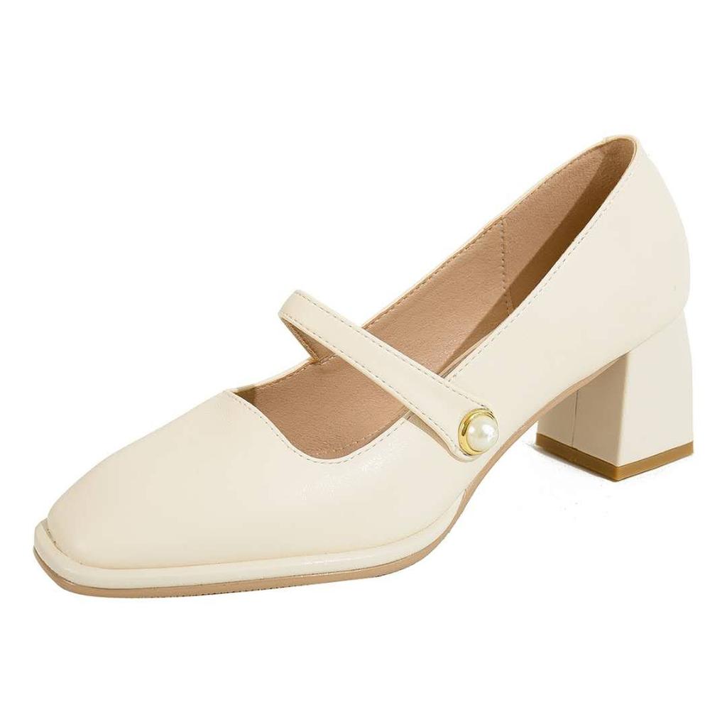 Fashion 2025 Autumn New Thick Heel Mary Jane Pumps Shallow Mouth Casual One Pedal Retro Sandals Thick Heel Single Shoes Women