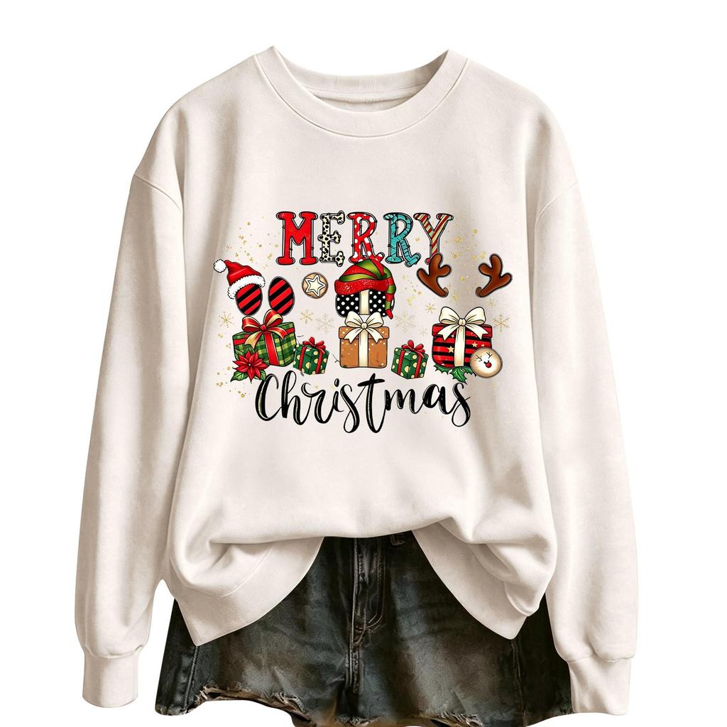 Women's Casual Christmas Print Long Sleeve Neck Top