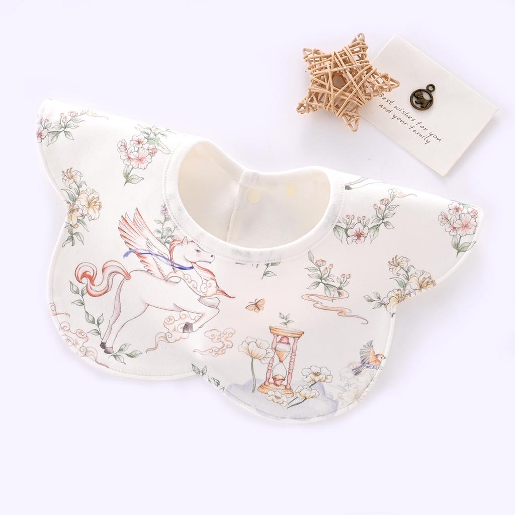 Customized Baby Double-Layer Combed Cotton Bib Saliva Towel Waterproof Spitting Up Bib Newborn Snood Swand Swivel Eating Pocket