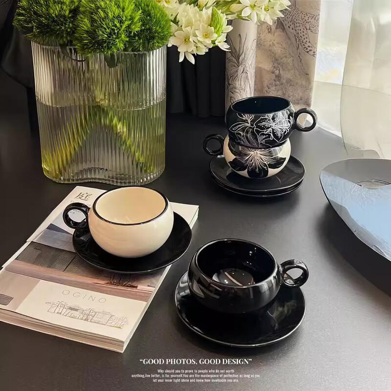 Ceramic Coffee Mug and Saucer Set