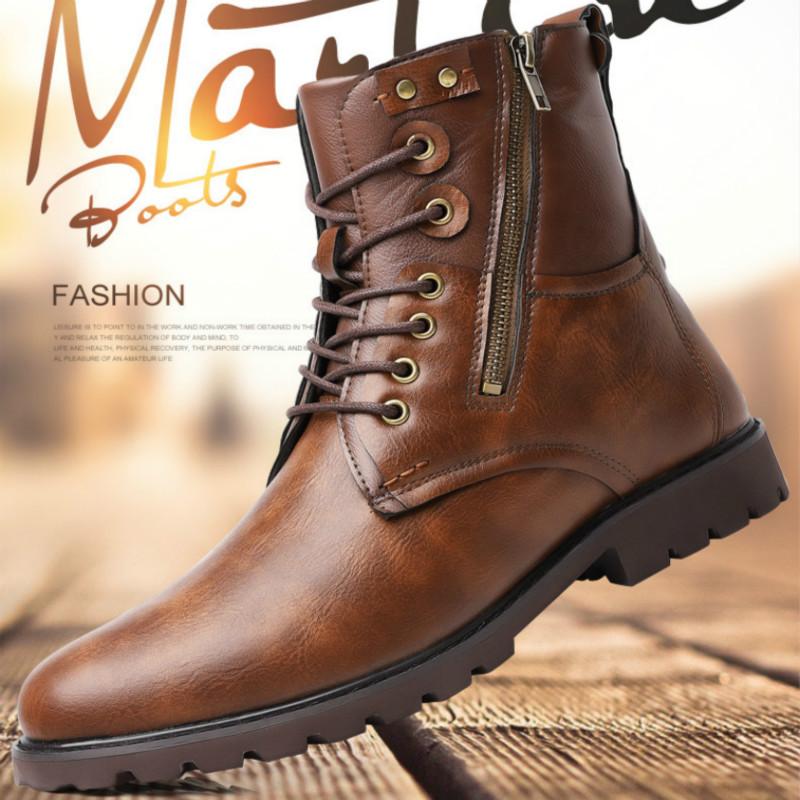 Large Size Martin Boots Men's Spring and Autumn New Men's Casual Side Zipper High-top Boots Fashion Trend Chelsea Boots