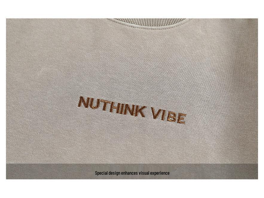 Unisex Trendy American Letter Embroidery Hoodie, Heavyweight & Washed, Perfect for Couples & Students in Autumn.
