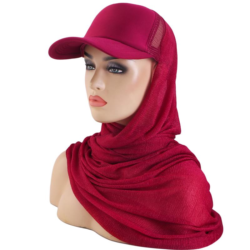 

Musilm женский шифоновый хиджаб с бейсбольной кепкой, летний женский тюрбан с шифоновым шарфом, готовый к ношению тюрбан, мгновенный хиджаб Рамадан One Size