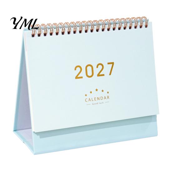 Small Desk Planner 2027 Calendar, Standing Flip Desktop Minimalist Gold Foil Cover Monthly Organizer for Planner, Thick Paper Note Taking, Office Home