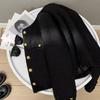 French Tweed Velvet Black Top In Winter Korean Style Thickened Short Small Fragrance Jacket for Women