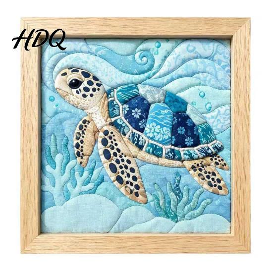 Japanese Fabric Craft No-Sew Art Kit DIY Mosaic Kits for Adults Beginners Quilted Wall Intricate with Frame & Tools Kits Gifts Housewarming