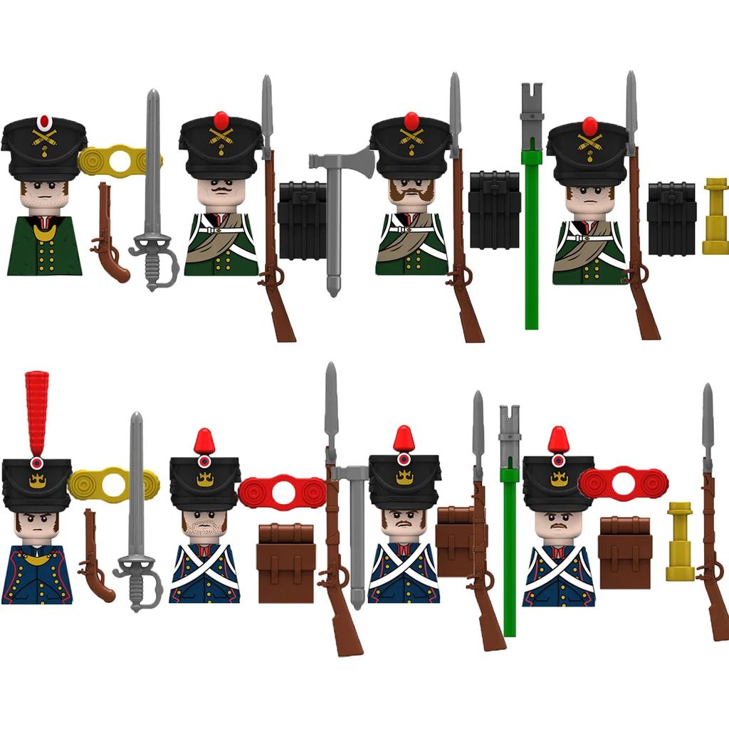 Medieval Napoleonic War Soldiers Figures Military MOC Building Block Knights British French Fusilier Rifles Weapon Kids Toy