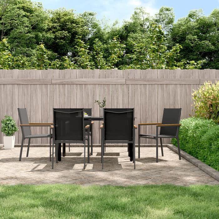 VidaXL Set of 6 Garden Chairs, Patio Seats, Balcony Chairs, Outdoor Gardening Patio Furniture, Black 3187086