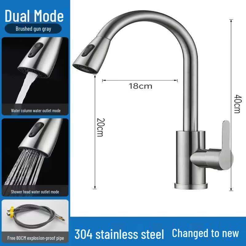 TaiJuFu 304 Stainless Steel Single Cold Water Pull-Out Kitchen Faucet
