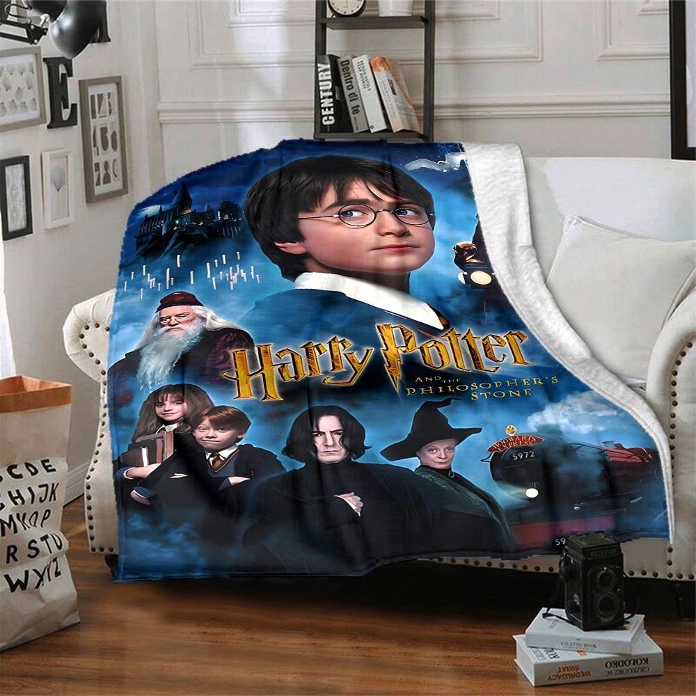 1pc Harry Potter Flannel Throw Blanket - HD Printed Lightweight Soft Warm All-Season Blanket for Sofa, Bed, Travel, Camping 060