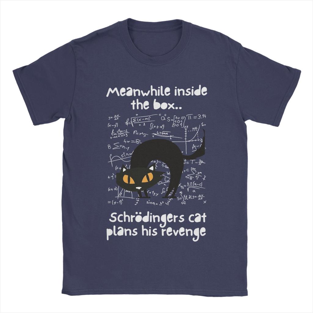 Mens Schrodingers Cat Revenge T Shirt Pure Cotton Clothing Crazy Short Sleeve Round Neck Tees Gift Idea TShirts