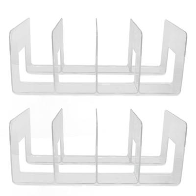 2Pcs Acrylic Desk File Sorter Clear 4 Section Desktop Organizer Vertical Office Supplies L